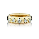 18kt Yellow Gold Bezel Ring Featuring 5 x .60ct Tw Brilliant Cut Diamonds