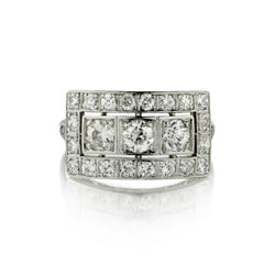 Ladies Platinum Art Deco Large Diamond Plaque Engagement Ring. 1.35ct Tw