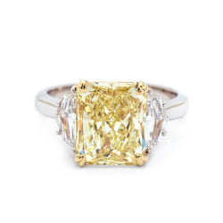 3.75 Carat Fancy Yellow Radiant Cut Diamond Ring