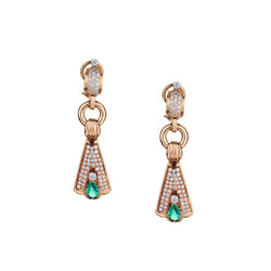 Ladies Diamond and Green Emerald pendant earings.