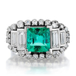 Royal De Versailles Green Emerald, Baguette And Brilliant Cut Diamond Ring