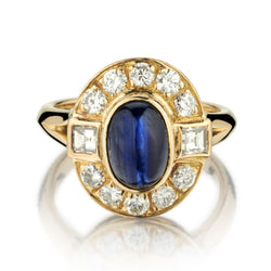 Cartier 18KT Yellow Gold Cabochon Sapphire And Diamond Ring