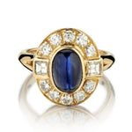 Cartier 18KT Yellow Gold Cabochon Sapphire And Diamond Ring