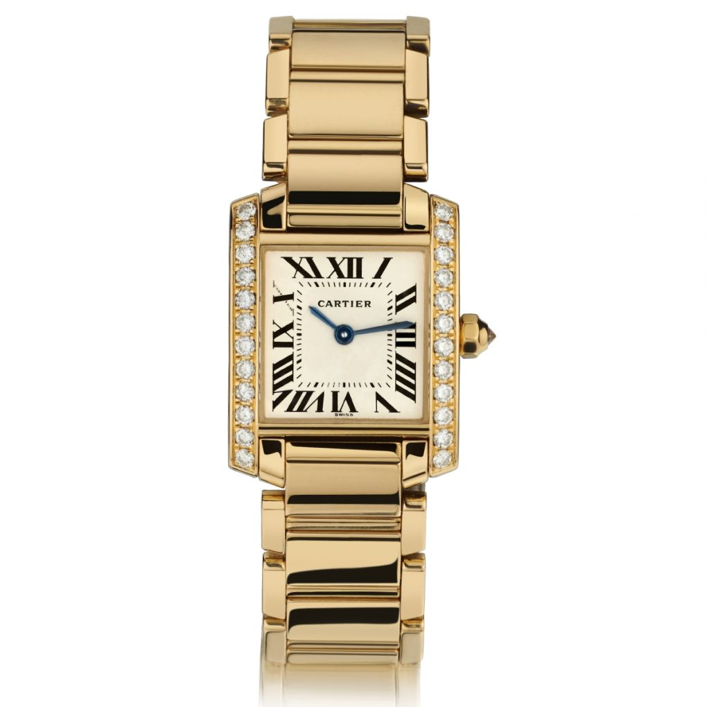 Cartier Yellow Gold Factory Diamond Tank Francaise Watch Van Rijk