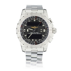 Breitling Airwolf GMT Quartz Stainless Steel 43MM Black Dial Watch