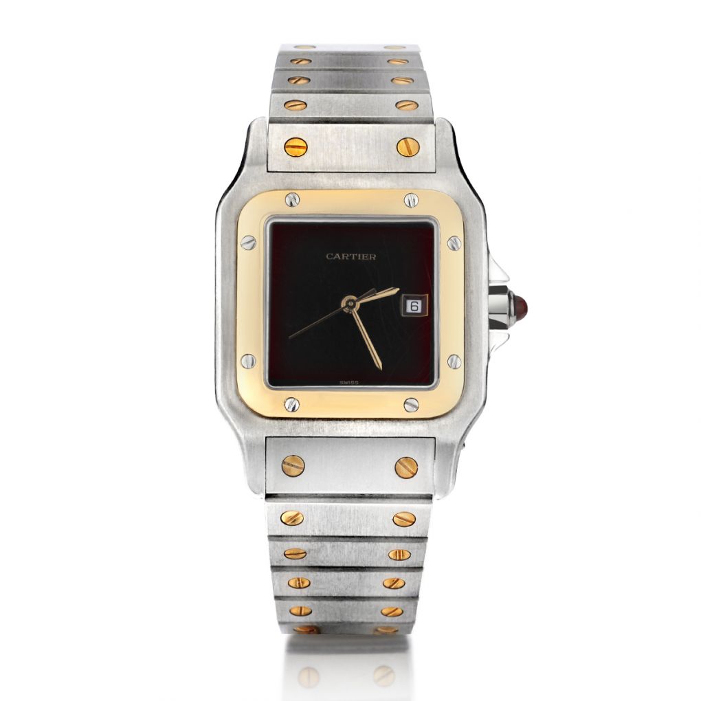 Cartier Two-Tone Burgundy Dial Santos Galbee Large Watch – Van Rijk