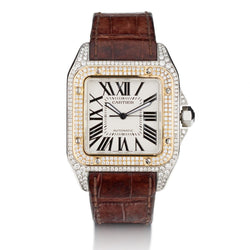 Cartier Unisex Santos 100 Two-Tone Aftermarket Diamond Watch