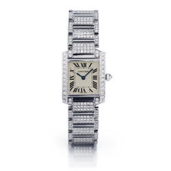 Cartier Tank Française Steel Aftermarket Diamond Watch
