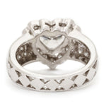 1.30 Carat Heart-Shaped Diamond 18KT White Gold Halo-Set Wide Ring