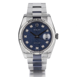 Rolex Oyster Perpetual Datejust S/S Blue Diamond Jubilee Dial Watch