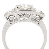 White Gold & Rose Cut Diamond Three-Stone Ring