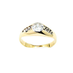 Vintage 14kt Yellow and White Gold Ring. 0.45 European Cut