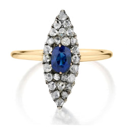 Antique Russian Blue Sapphire and Diamond ring . Circa 1899 - 1908