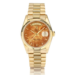 Rolex Oyster Perpetual Day-Date Presidential Wood Dial Yellow Gold Watch