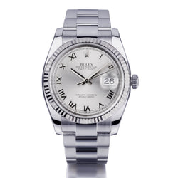 Rolex Oyster Perpetual Datejust Stainless Steel & WG Silver Dial Watch