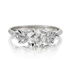 1.35 Carat Old-European Cut Diamond Art Deco Floral Design Ring