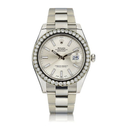 Rolex Oyster Perpetual Datejust II Aftermarket Diamond Bezel Watch
