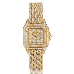 Cartier Custom Pave-Set Diamond Yellow Gold Panthere Ladies Watch