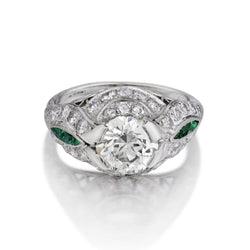 1.75 Carat Old-European Cut Diamond Plat Art Deco Ring
