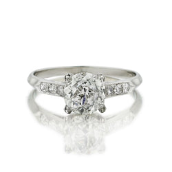 1.35 Carat Old-European Cut Diamond Platinum Engagement Ring