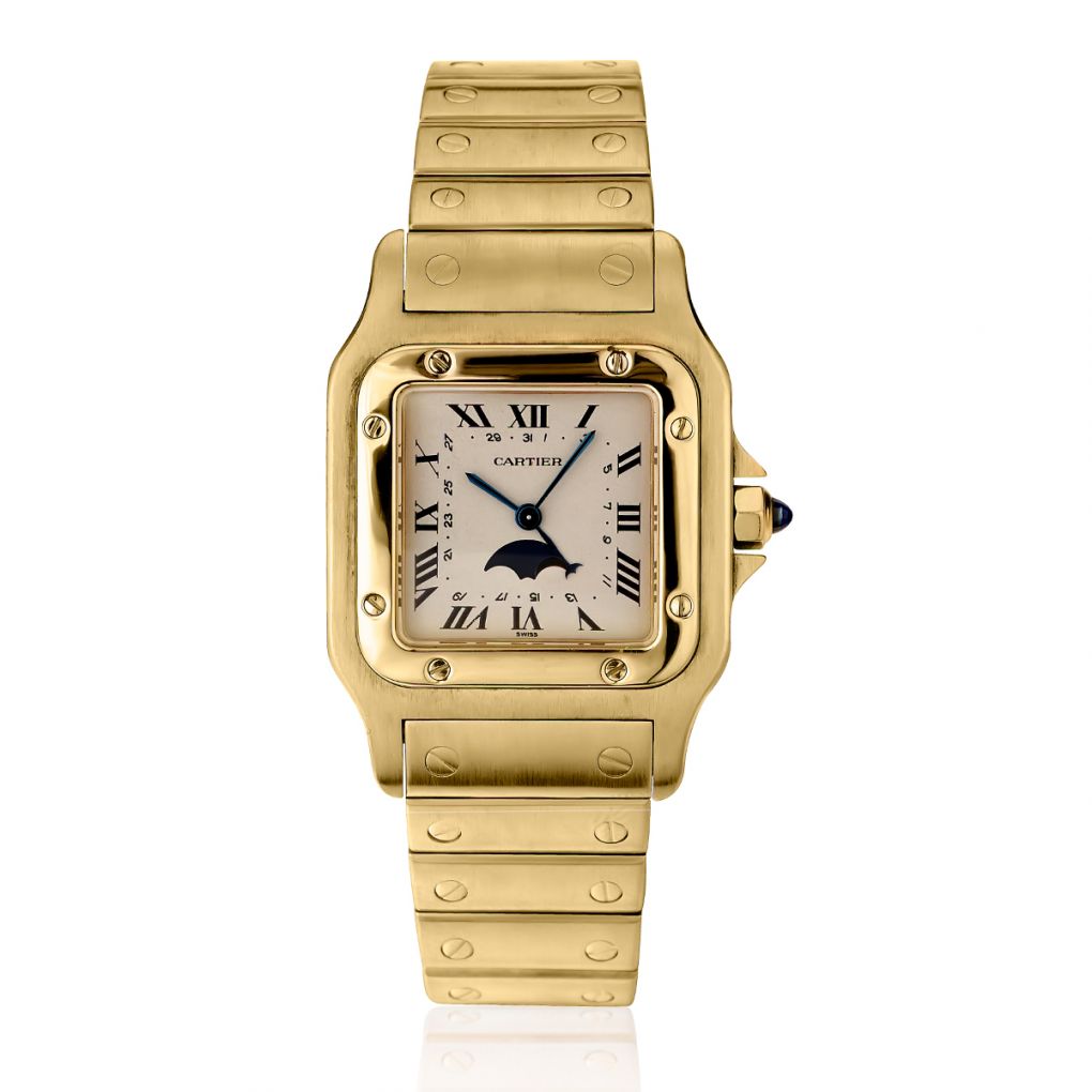 Cartier 18KT Yellow Gold Santos Galbee Moonphase Unisex Watch