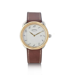 Hermes Two-Tone Arceau Grand Aruso White Dial Watch