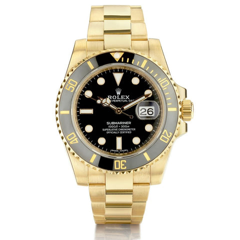 Rolex Oyster Perpetual Submariner Yellow Gold Black 40MM Watch 2020
