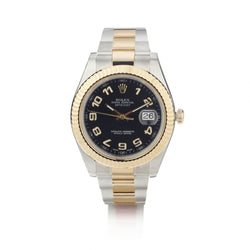 Rolex Oyster Perpetual Datejust II Two-Tone Black Arabic Watch