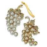 2-In-1 Yellow Gold South Sea Pearl And Diamond Grape on Vine Brooch