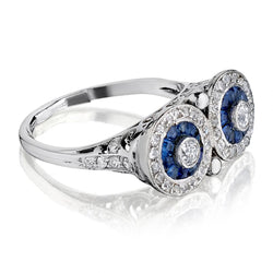 Platinum Vintage Sapphire And Diamond Edwardian Ring