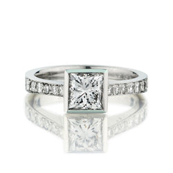 1.13 Carat Princess Cut Diamond Platinum Engagement Ring