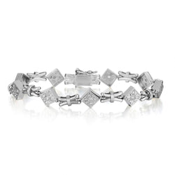 Ladies 18kt White Gold Diamond Bracelet . 1.00 Tcw Brilliant cut diamonds .