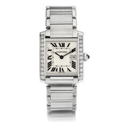 Cartier Tank Francaise Stainless Steel Aftermarket Diamond Watch