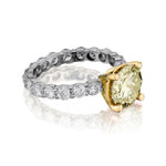 Ladies Platinum and Diamond Natural Fancy Yellow Brilliant Cut Diamond Ring. 5.58 TCW
