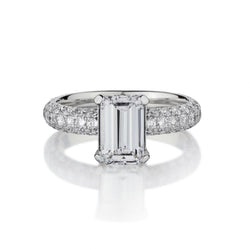 1.60 Carat Emerald Cut Diamond Pave-Set Engagement Ring