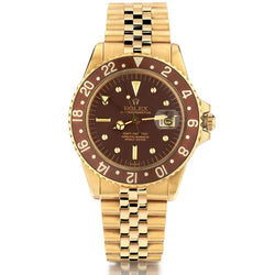Rolex Rare GMT Master Yellow Gold Rootbeer 1977 Watch