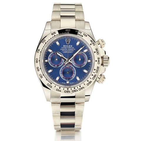 Rolex Cosmograph Daytona White Gold Blue Dial Watch 2020. Discontinued.