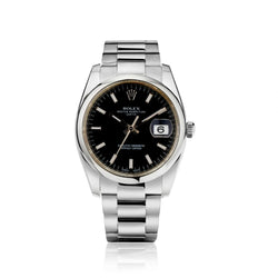 Rolex Oyster Perpetual Date Black Dial 34MM Watch.
