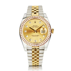 Rolex Oyster Pereptual Datejust Factory Diamond Bezel 2-Tone Watch
