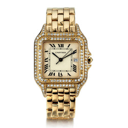 Cartier 18KT Yellow Gold Double Row Factory Diamond Panthere Watch