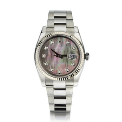 Rolex Oyster Perpetual Datejust Black MOP Diamond Dial Watch