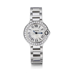 Cartier 18KT White Gold Factory Diamond Ballon Bleu 28MM Watch