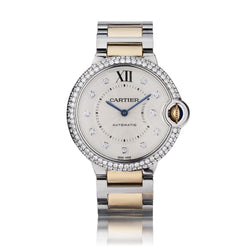 Cartier Ballon Bleu Steel & Rose Gold Aftermarket Diamond Watch