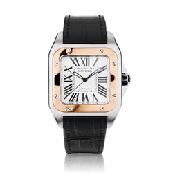 Cartier Unisex Stainless Steel And Rose Gold Santos Dumont Watch
