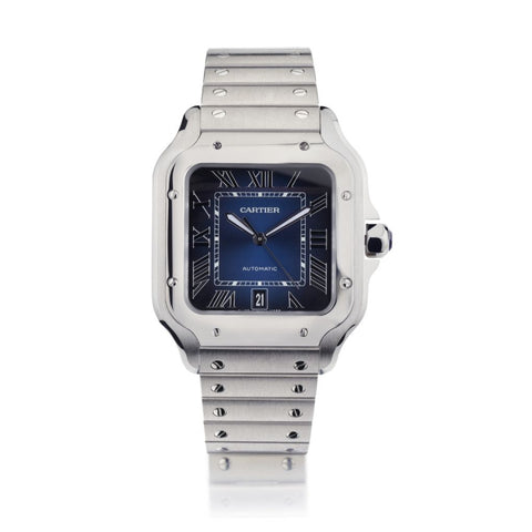 Cartier Santos De Blue Dial XL Stainless Steel XL Watch