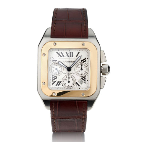 Cartier Santos Chronograph XL Stainless Steel And Yellow Gold Watch