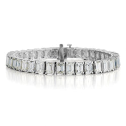 25.00 Carat Total Weight Emerald-Cut Diamond Platinum Tennis Bracelet