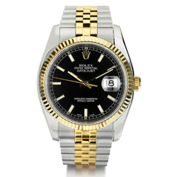 Rolex Oyster Perpetual Datejust Two-Tone 36MM Black Dial Watch