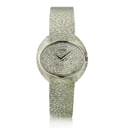 Juvenia 18KT White Gold And Pave Diamond Dial Ladies Dress Watch
