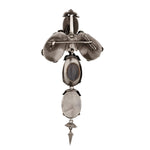 Victorian Cabachon Garnet Silver Brooch/Pendant. Circa 1840